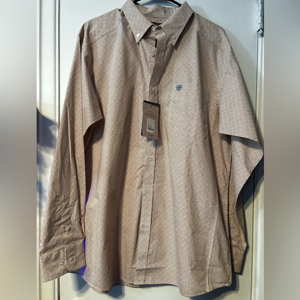 Ariat Men's Tan Patterned Button Down Shirt